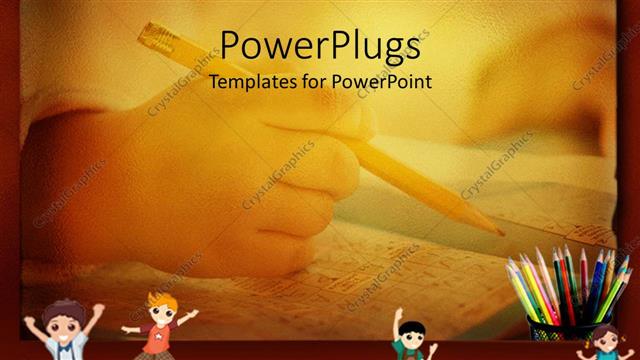  Presentation with back school - A person writing on a copy