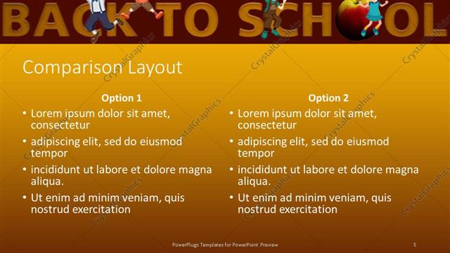 Comparison presentation slide layout