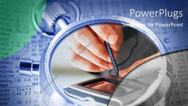  Presentation with art - A person writing on an electronic pad and number sin the background