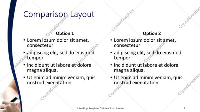 Comparison presentation slide layout