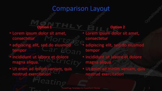 Comparison presentation slide layout