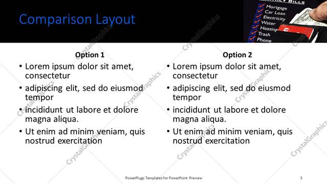 Comparison presentation slide layout