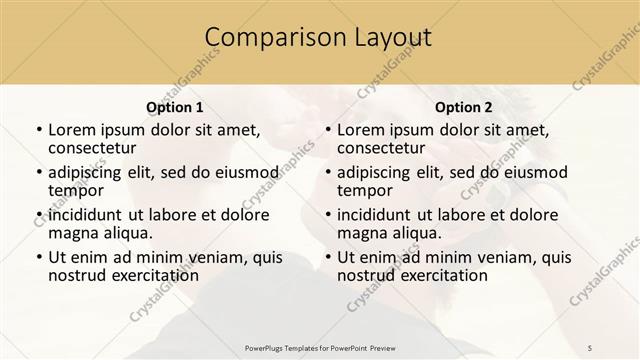 Comparison presentation slide layout