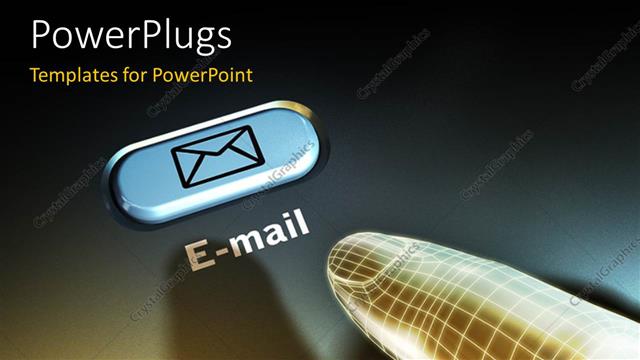  Presentation with email - A person's finger with an email sign and place for text