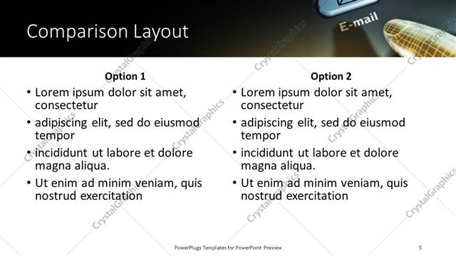 Comparison presentation slide layout