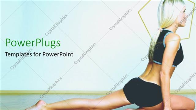  Presentation with health - Petty blond lady doing yoga, keeping fit and healthy
