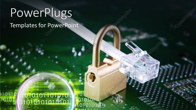  Presentation with padlock - A phone line in padlock with lots of binary codes