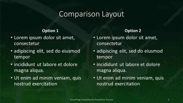 Comparison presentation slide layout