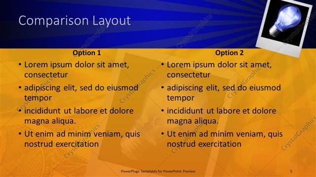 Comparison presentation slide layout