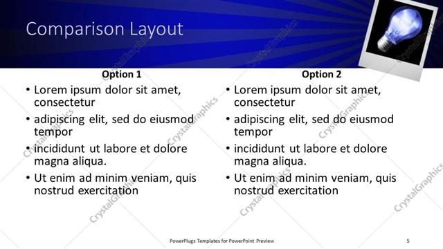 Comparison presentation slide layout
