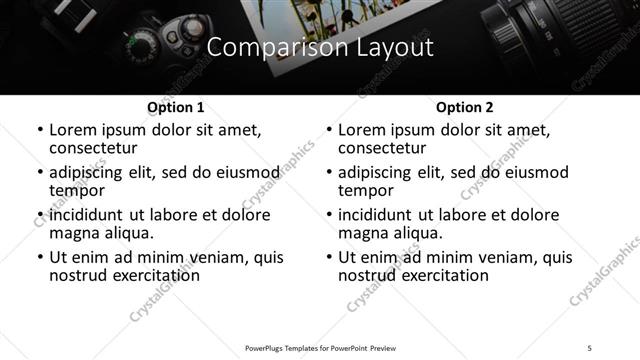 Comparison presentation slide layout