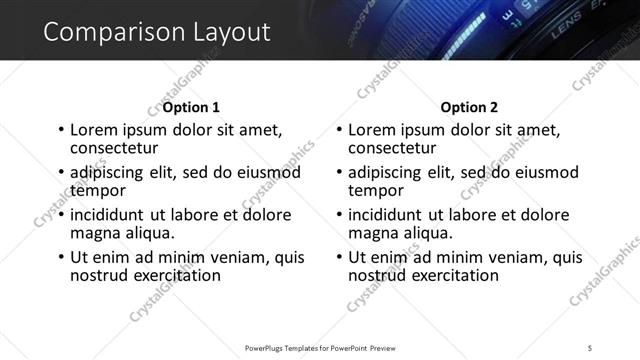Comparison presentation slide layout