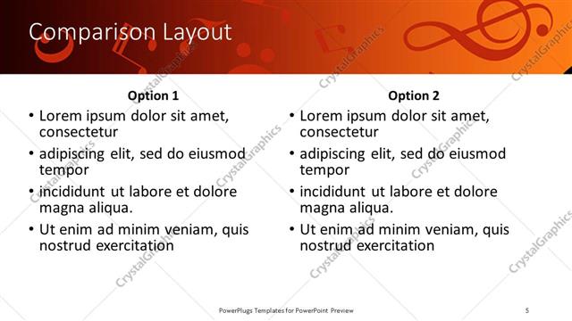 Comparison presentation slide layout