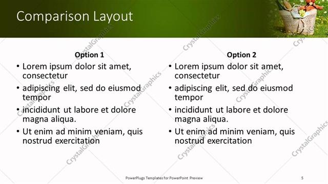 Comparison presentation slide layout