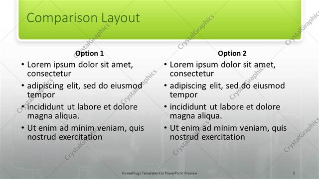 Comparison presentation slide layout