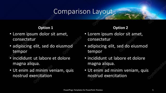 Comparison presentation slide layout