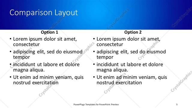 Comparison presentation slide layout