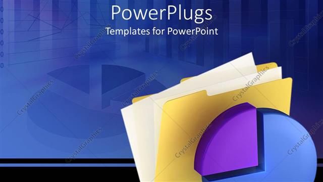  Presentation with file folder - A pie chart along with a file and reflection in the background
