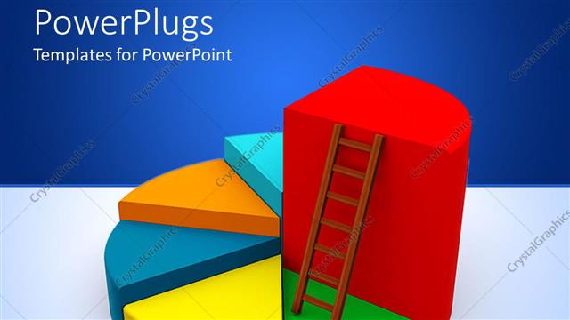  Presentation with pie chart - A pie chart with a brown ladder on a part of it
