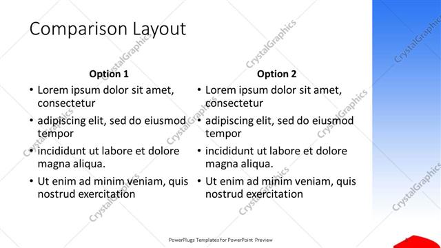Comparison presentation slide layout