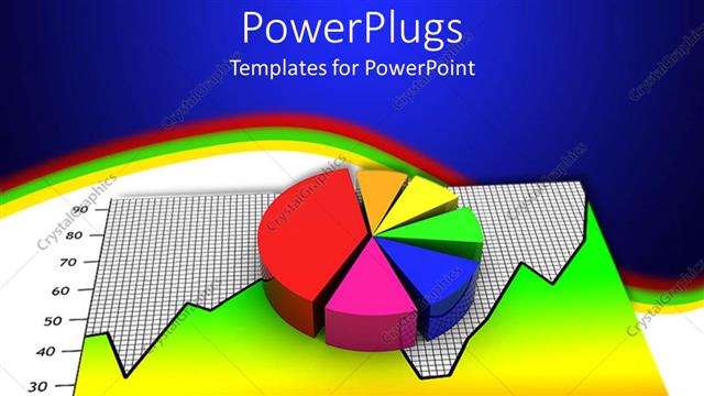  Presentation with pie chart - A pie chart and a graph with bluish background