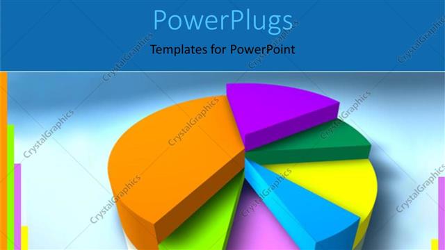  Presentation with pie chart - A pie chart with a lot of colors and bluish background