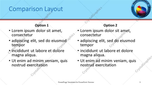 Comparison presentation slide layout