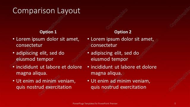Comparison presentation slide layout