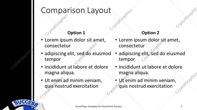 Comparison presentation slide layout