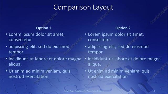 Comparison presentation slide layout