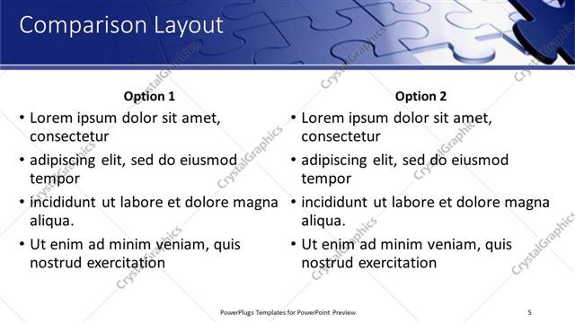 Comparison presentation slide layout
