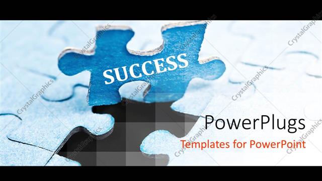  Presentation with success - A blue puzzle with a text that spells out the word 