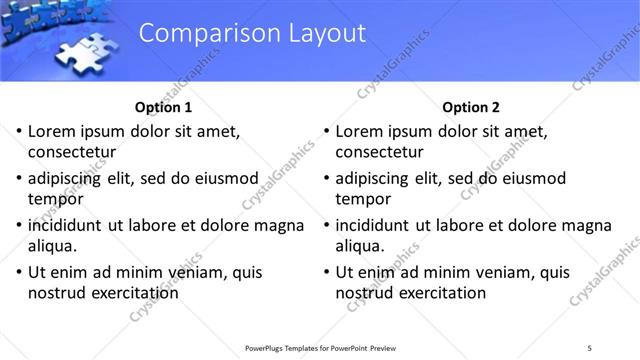 Comparison presentation slide layout