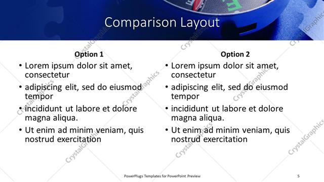 Comparison presentation slide layout