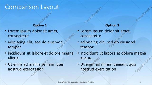 Comparison presentation slide layout