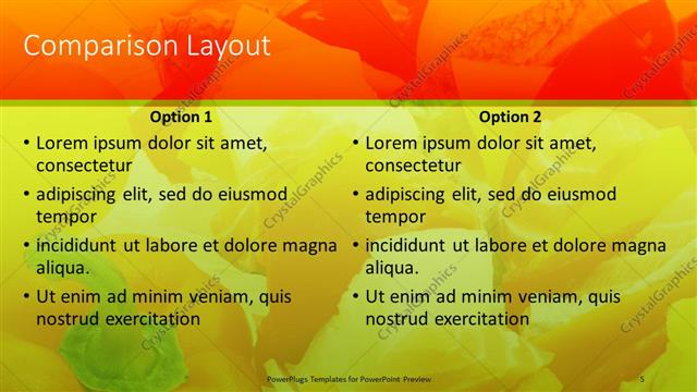 Comparison presentation slide layout