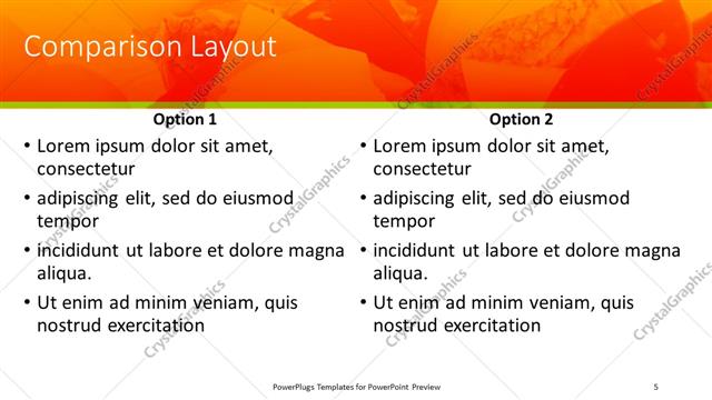 Comparison presentation slide layout