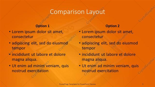 Comparison presentation slide layout