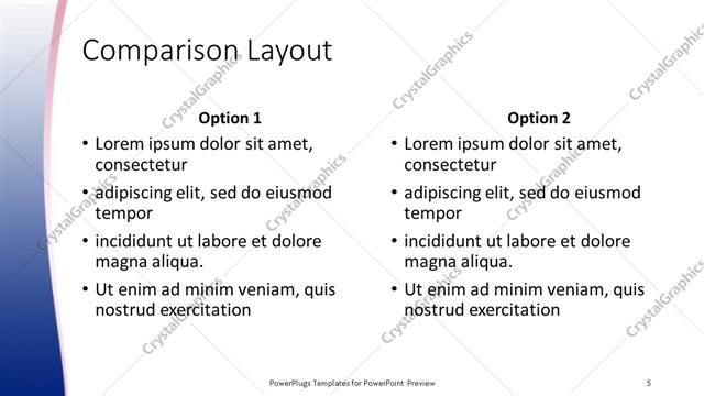 Comparison presentation slide layout