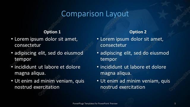 Comparison presentation slide layout