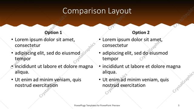 Comparison presentation slide layout