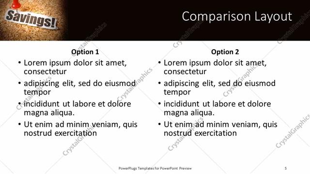Comparison presentation slide layout