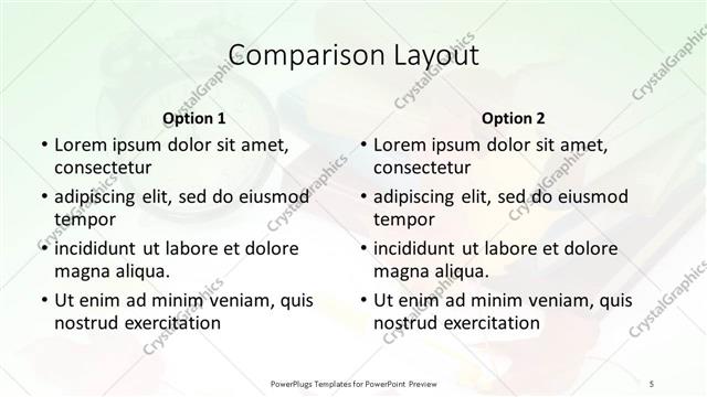 Comparison presentation slide layout