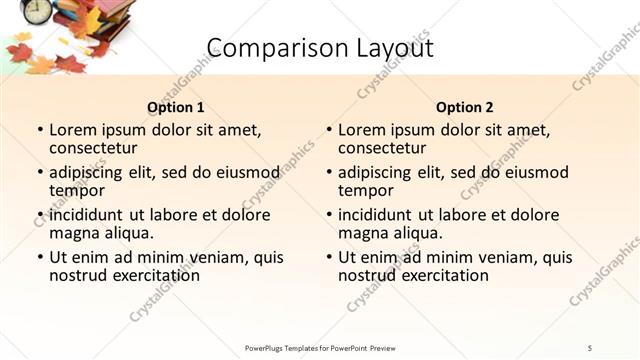 Comparison presentation slide layout