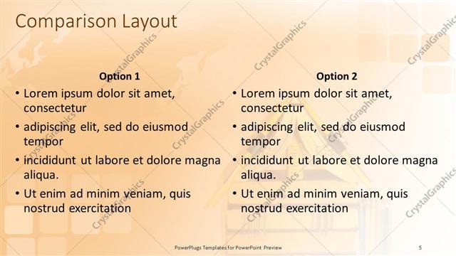 Comparison presentation slide layout