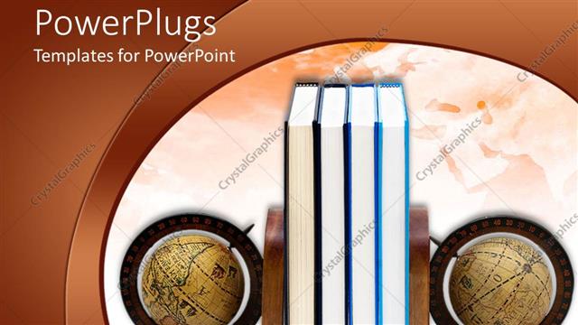  Presentation with pile - A pile of books in the center