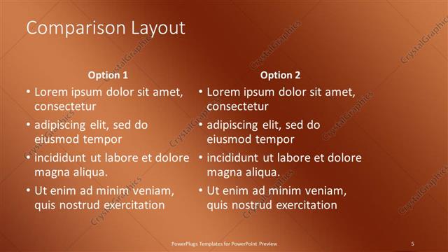 Comparison presentation slide layout