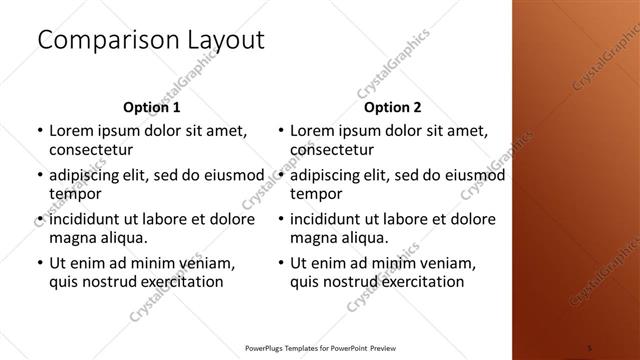 Comparison presentation slide layout