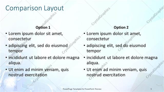 Comparison presentation slide layout