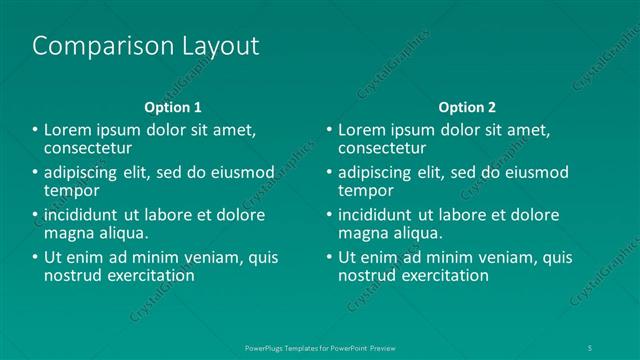 Comparison presentation slide layout
